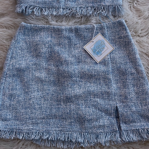 Small Cloud Ten Baby Blue Matching Set with Fringe Detail - Picture 4 of 6